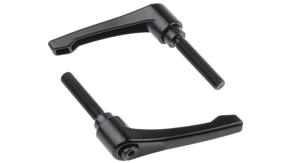 Levier de serrage, Vissage intérieur, M10, Zinc moulé sous pression, 78mm, Noir, Lot de 2 pièces